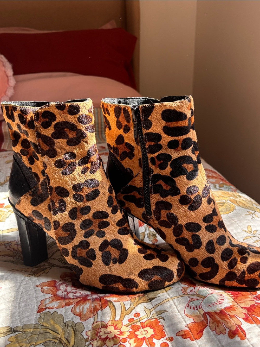 Tsubo Real Calf Hair Fur Animal Print Ankle Boots Western or Going Out Fit